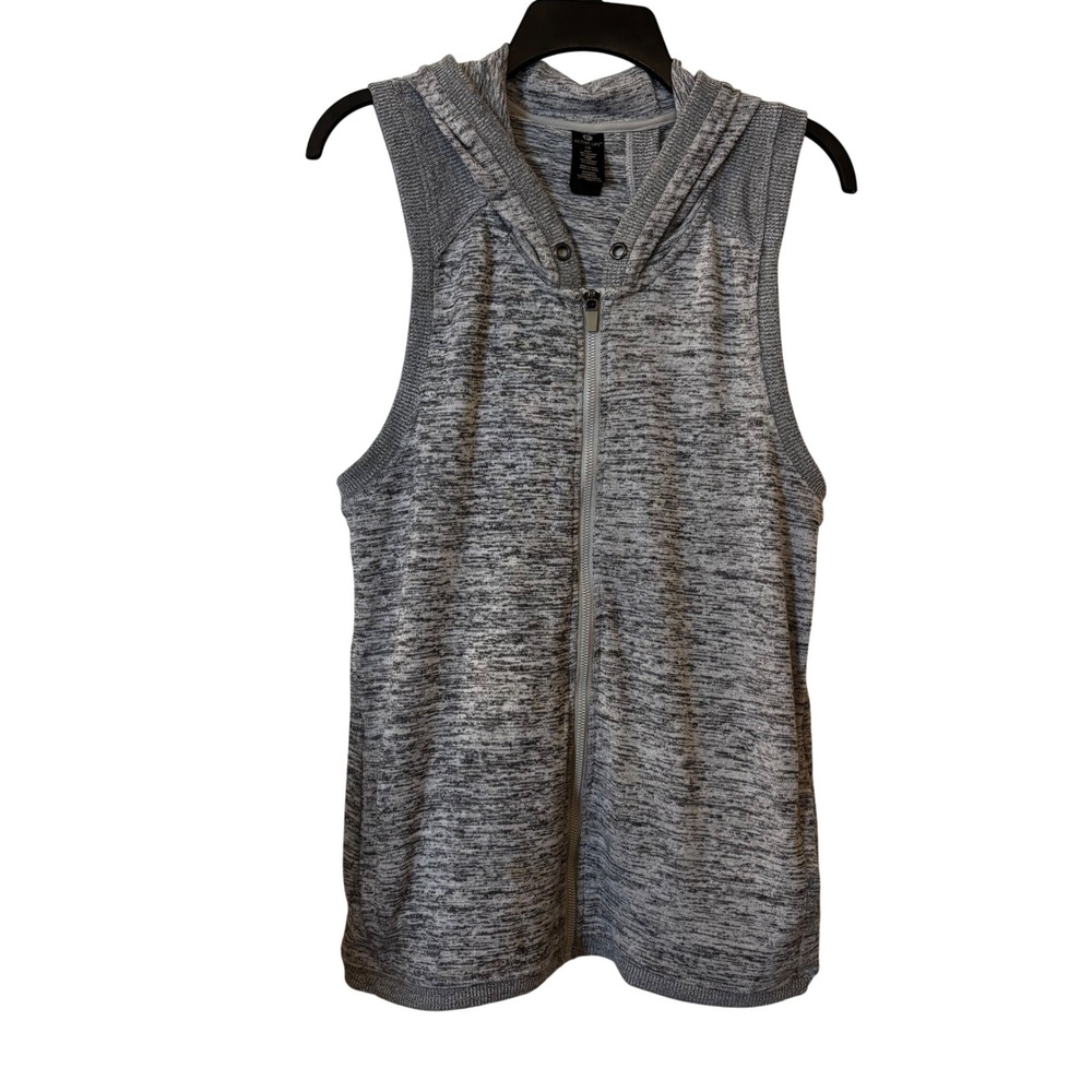 Active Life Women's‎ Hooded Vest Large Fu Zip Sleeveless Gray